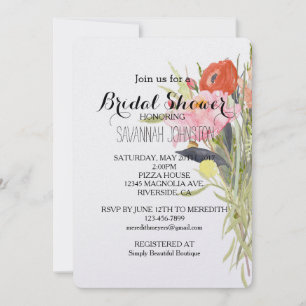 Watercolor Blumen Brautparty Einladung