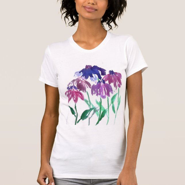 Watercolor-Blumen-Burgunder-Blumenstrauß T-Shirt (Vorderseite)