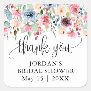 Watercolor-Blumen-Dankeschön-Geschenk Quadratischer Aufkleber