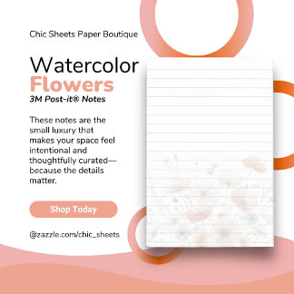 Watercolor Blumen Design 3M Post-it® Notizen