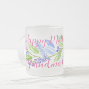 Watercolor-Blumen-Glücklicher Muttertag NAME Mattglastasse
