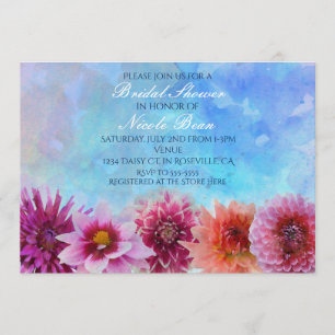 Watercolor-Blumen-modernes BlumenBrautparty Einladung