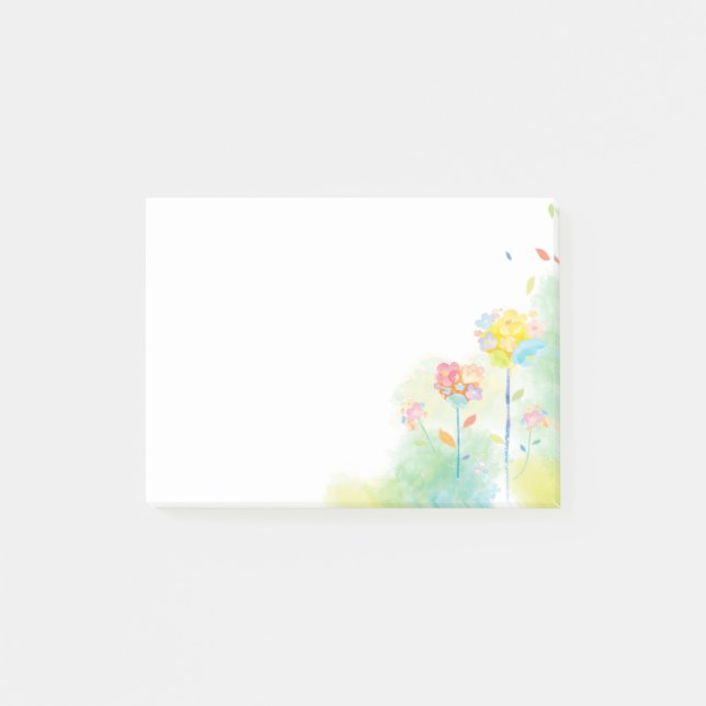 Watercolor-Blumen Post-it Klebezettel (Vorderseite)