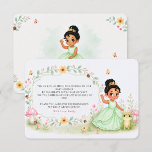 Watercolor-Blumen-Prinzessin-Frosch-Baby-Party Dankeskarte
