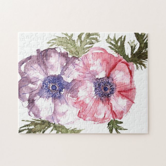 Watercolor-Blumen Puzzle (Horizontal)