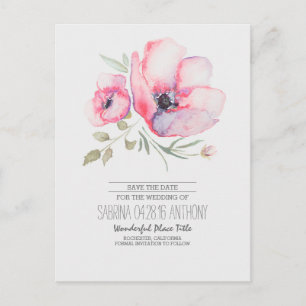 Watercolor-Blumen romantisch Save the Date Ankündigungspostkarte