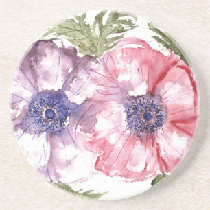 Watercolor-Blumen Sandstein Untersetzer
