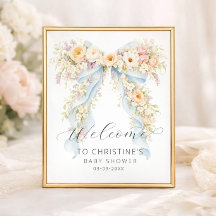 Watercolor-Blumen-Schleife Baby Shower Willkommen
