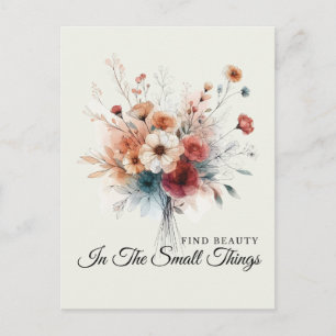 Watercolor-Blumen Schönheit Positive Zitat Boho Postkarte