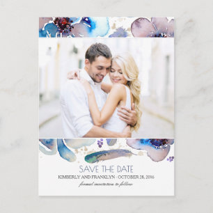 Watercolor BlumenBoho Foto Save the Date Ankündigungspostkarte