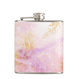 *~* Watercolor-Blumengoldlavendel-Pfirsich-Glitzer Flachmann