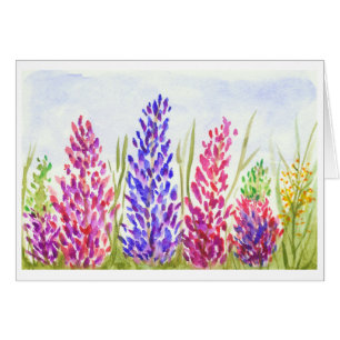 Watercolor-Blumenkunsthübsche Lupine-Wildblumen