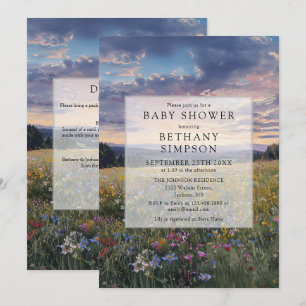 Watercolor-Blumenwiese-QR-Code-Baby-Shower-Einladu Einladung