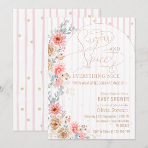 Watercolor Blumenzucker und Gewürz  Babyparty Einladung