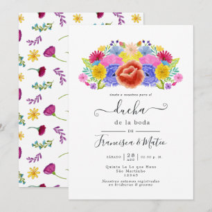 Watercolor Blumige Spanische Fiesta-Hochzeitsdusch Einladung