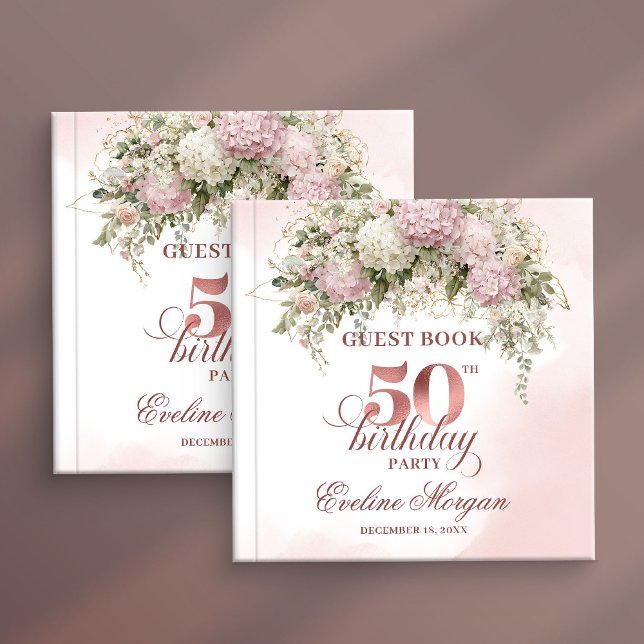 Watercolor Blush Florals 50th Birthday Guest Book Gästebuch (Watercolor Blush Florals 50th Birthday Guest Book)