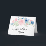 Watercolor Blush Pink Roses Happy Birthday Karte<br><div class="desc">Watercolor Blush Pink Roses Happy Birthday Card</div>