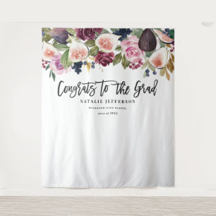 Watercolor Blütenblumen Graduiertenbanner Wandteppich