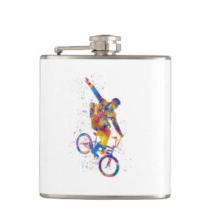 Watercolor bmx rider flachmann