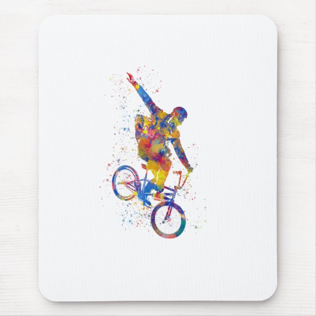 Watercolor bmx rider mousepad (Vorne)