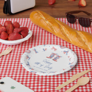 Watercolor-Bögen zum 4. Juli im präppy-Stil Pappteller
