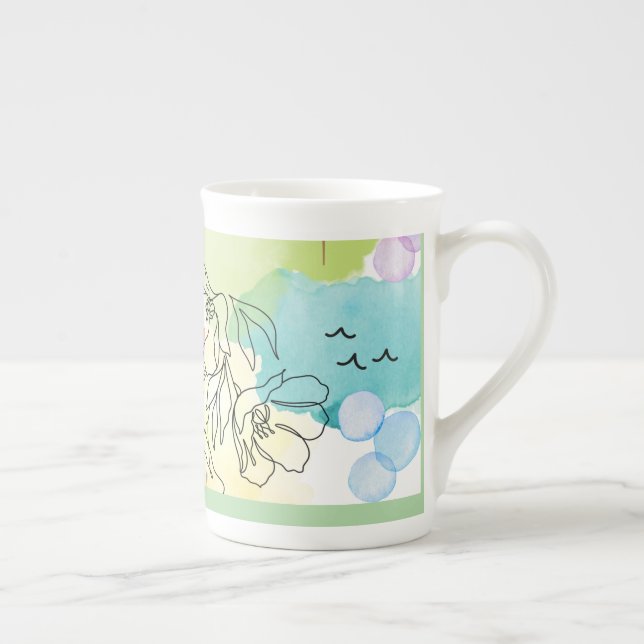 Watercolor Bohemian design on a specialty mug Prozellantasse (Rechts)