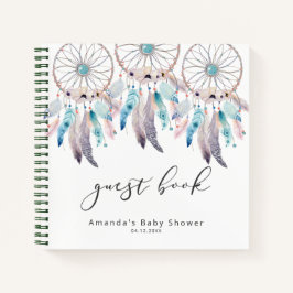 Watercolor Boho Babydusche Dreamcatcher Gästebuch Notizbuch
