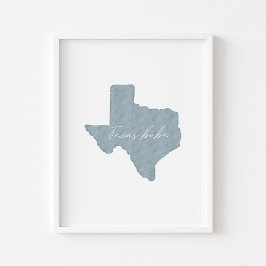 Watercolor boho blau Texas babe print Poster