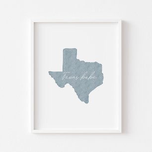 Watercolor boho blau Texas babe print Poster