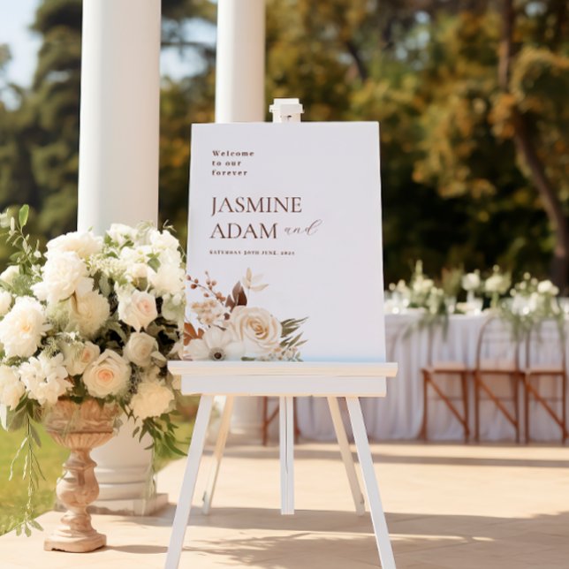 Watercolor Boho Blues Herbsthochzeit Begrüßung Acrylschild (Von Creator hochgeladen)