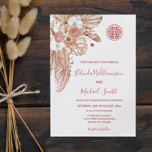 Watercolor Boho Blume Chinesische Hochzeit Einladung