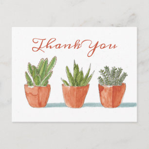 Watercolor Boho Cactus Danke Rücksendeadresse Postkarte