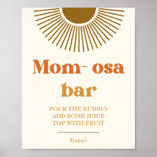 Watercolor Boho Custom Retro Sun Momosa Bar Sign Poster