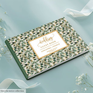 Watercolor boho eucalyptus Gold Hochzeitstorch Gästebuch