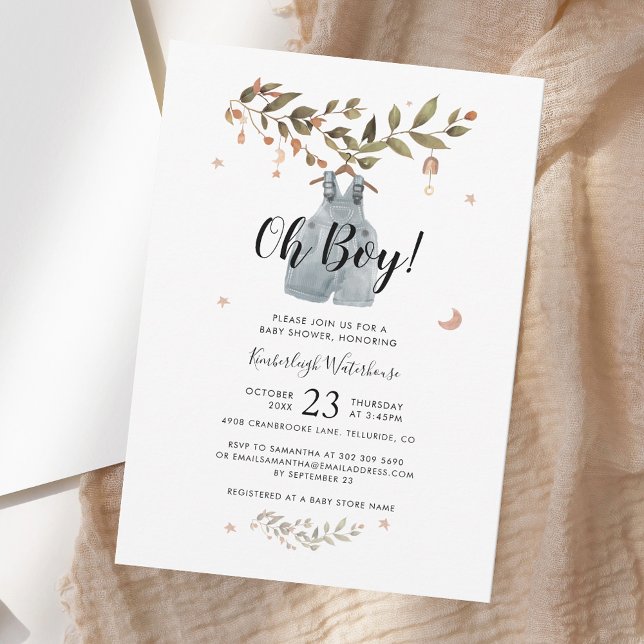 Watercolor Boho Fall Boy Babydusche Einladung (Watercolor Boho Fall Boy Baby Shower Invitation)