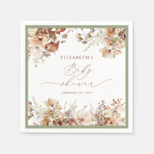 Watercolor Boho Fall Floral Baby Dusche Napkins Serviette