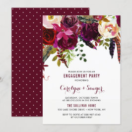 Watercolor Boho Floral Autumn Engagement Party Einladung