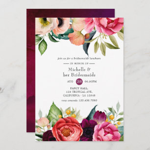 Watercolor Boho Floral Bridesmaids Luncheon Einladung