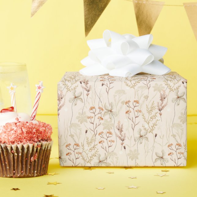 Watercolor Boho Floral Pattern Geschenkpapier (Geburtstagsparty)