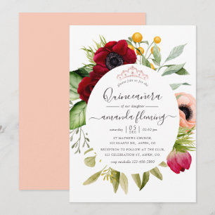 Watercolor Boho Floral Quinceañera Einladung