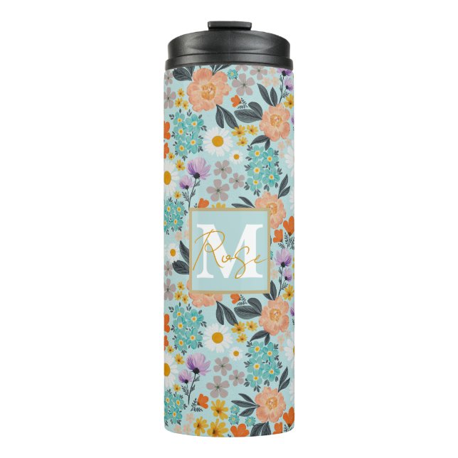 Watercolor Boho Floral Thermosbecher (Vorderseite)