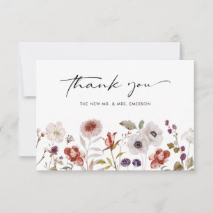 Watercolor Boho Floral Wedding Dankeskarte