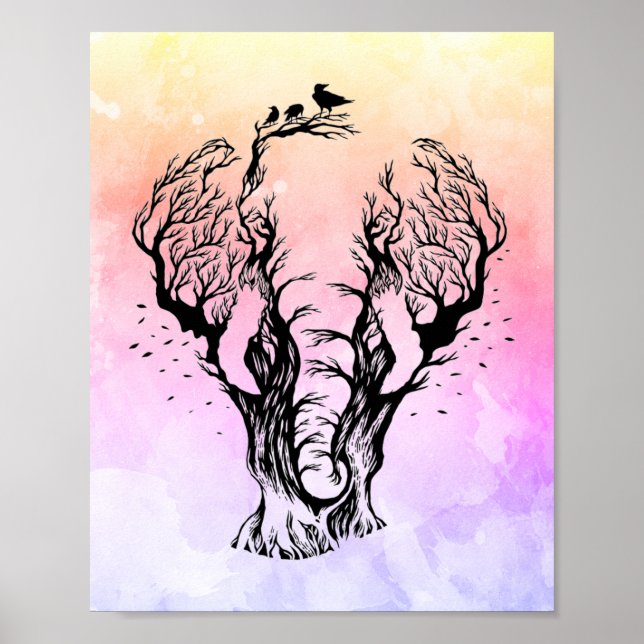 Watercolor Boho Forest Elephant Poster (Vorne)