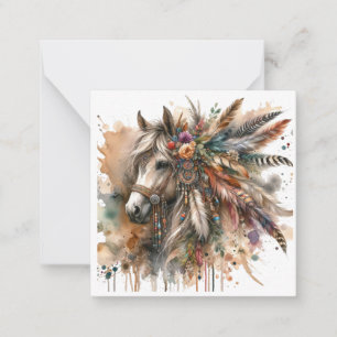 Watercolor Boho Horse Note Card Mitteilungskarte