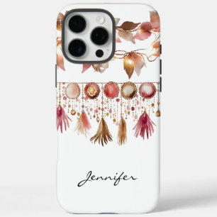 Watercolor Boho Leaf Feather Indian iPhone 16 Pro Max Hülle