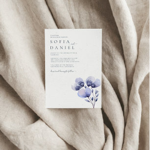 Watercolor Boho Lila-Flora-Winter-Hochzeit Einladung