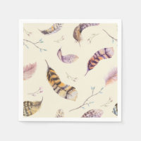 Watercolor Boho Natur Rustikale Federn