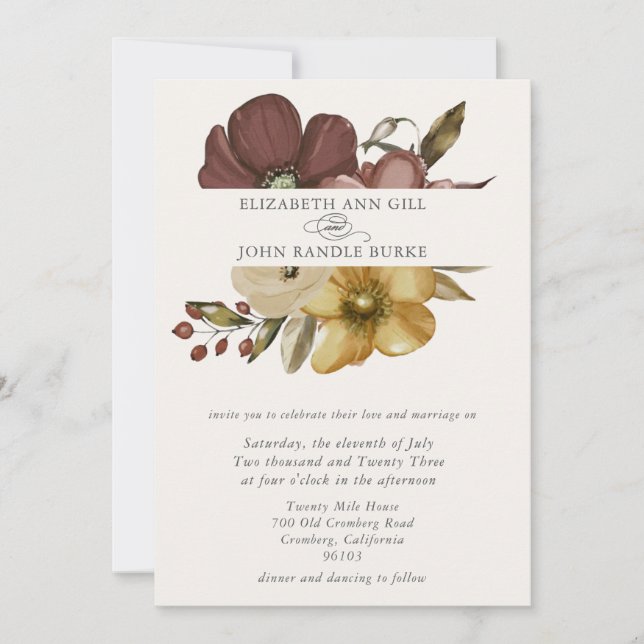Watercolor Boho Neutral Wedding  Einladung (Vorderseite)