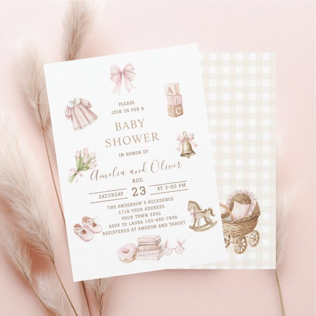 Watercolor Boho Nursery girl  baby shower Einladung (Von Creator hochgeladen)