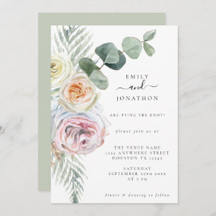 Watercolor Boho Pastel Florals Eucalyptus Wedding Einladung